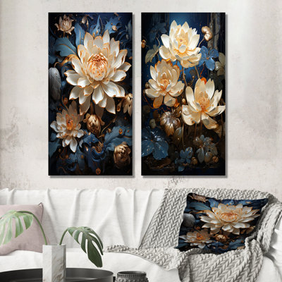 Opulent Reflections Lotus - lot de 2 impressions sur toile de lotus