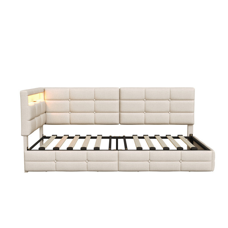 Daybed, Beige, European Double (140 x 200 cm)