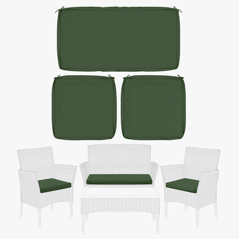 Cartert 3Pcs Outdoor Cushion Cover Set And Patio Seat Cushion Covers, Only Covers, Olive Green