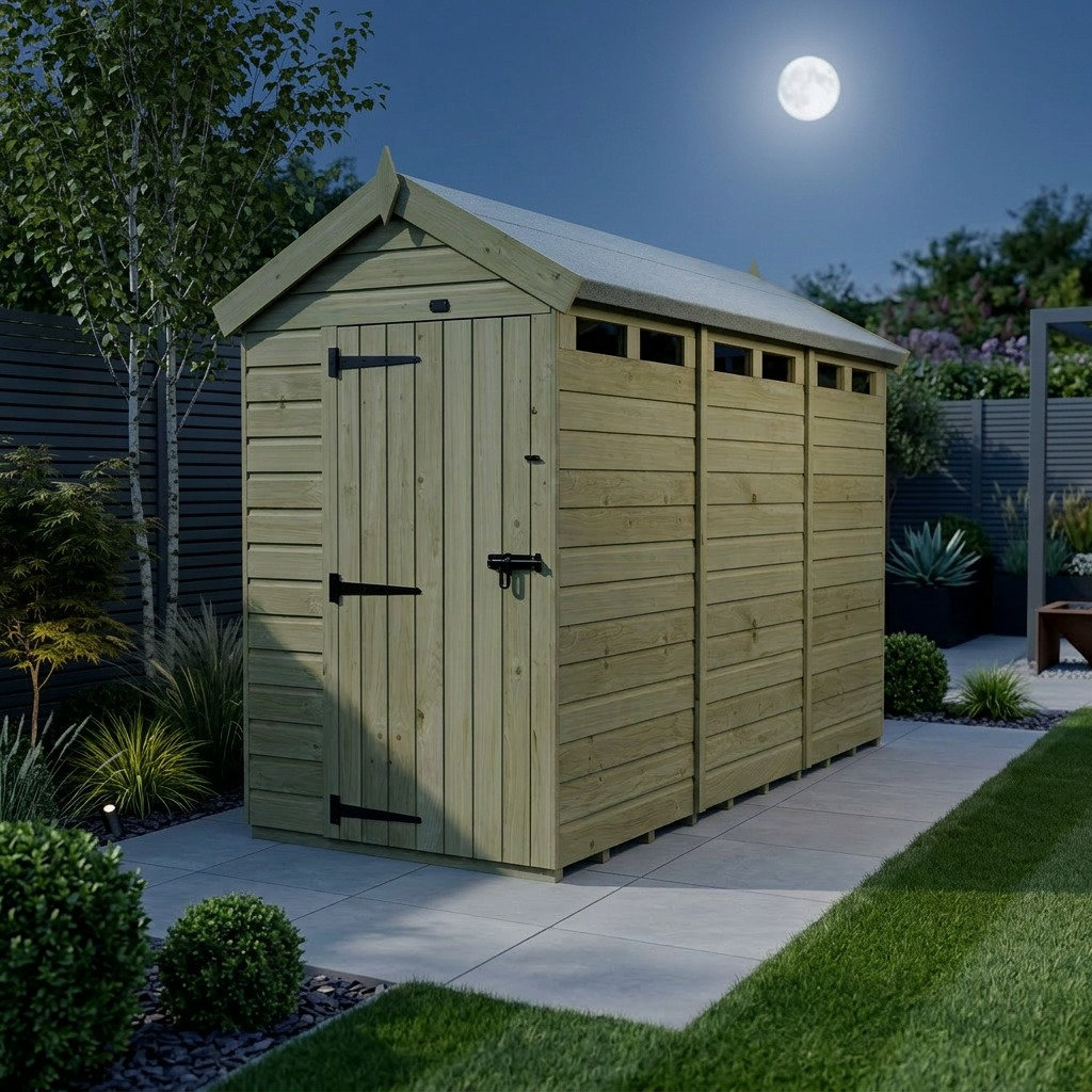 Total Sheds 5ft x 16ft Security Apex Shed - Heavy-Duty Hasp Staple Anti-Tamper - Pressure Treated Timber - UK Manufactured
