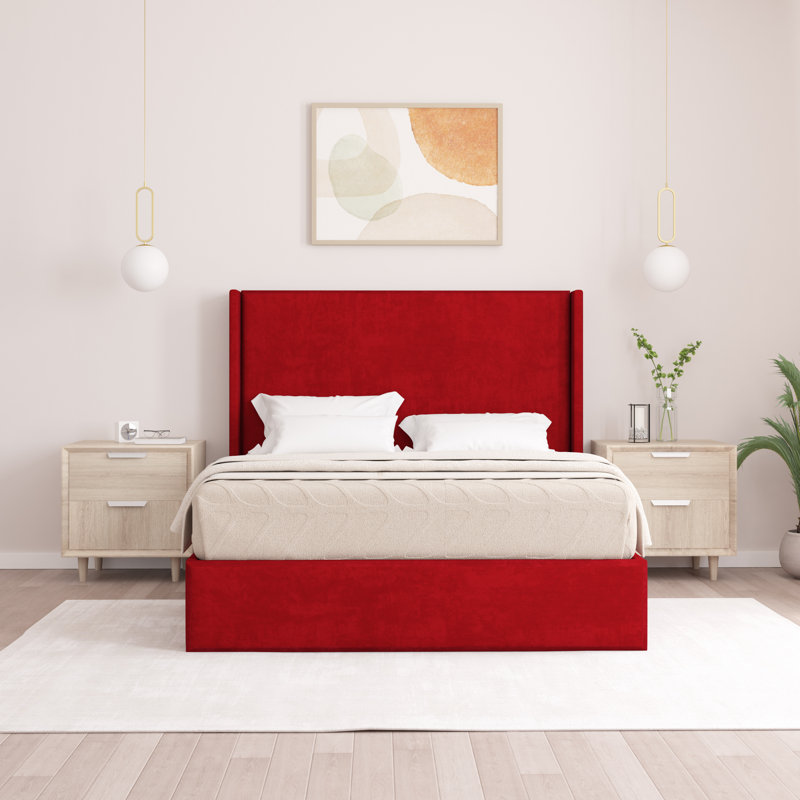 Boiko Upholstered Ottoman Storage Bed, Red, Single (3')