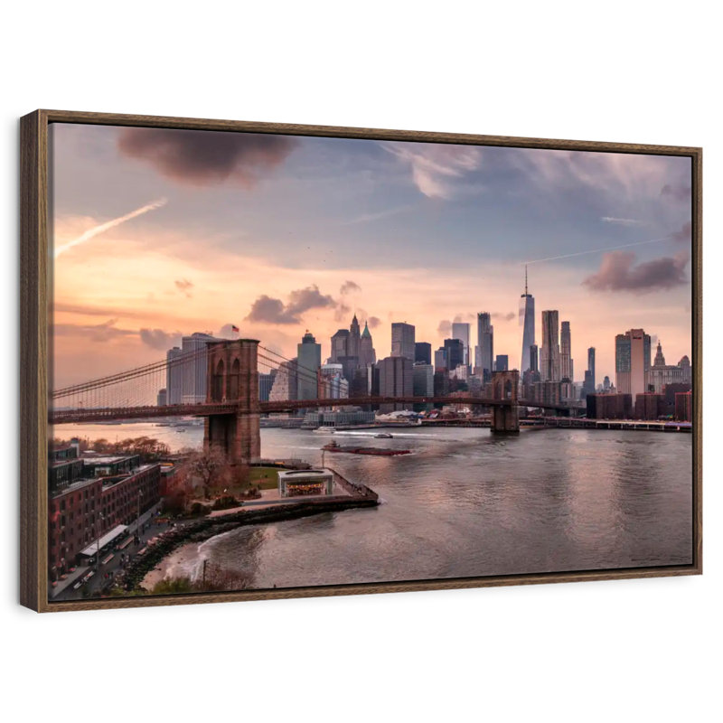 Brooklyn Dusk, 13 po x 9 po, Cadre flottant noyer