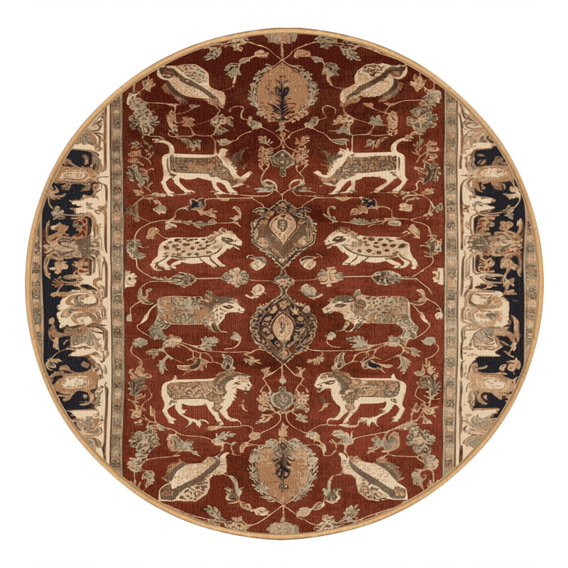 Tapis brun lavable à la machine, Rond 4 pi