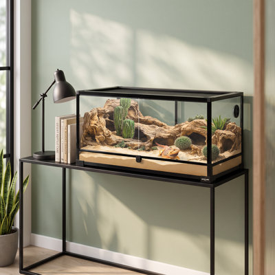 50 Gallon Reptile Glass Terrarium Tank Double Hinge Door With Screen Ventilation Large Reptile Terrarium 36" X 18" X 18"(Knock-Down)