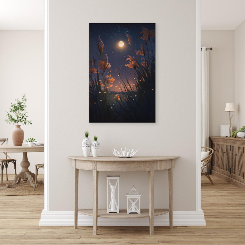 Iris et lucioles sous les étoiles - impression sur toile tendue, H 36 po x l 24 po x P 1,25 po