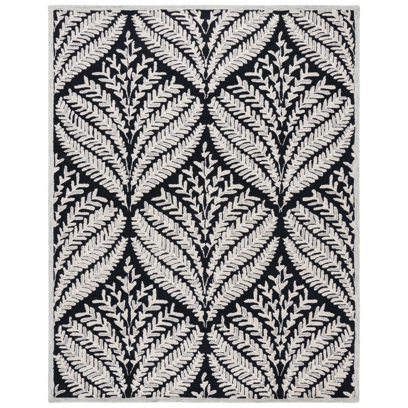 Cerda Hand Tufted Wool Floral Rug, Rectangle 8' x 10'