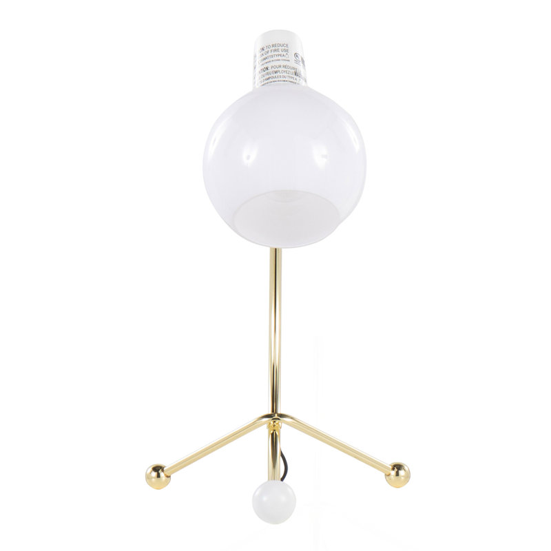 Lampe de travail contemporaine Eileen en métal doré et abat-jour en plastique blanc, Gold