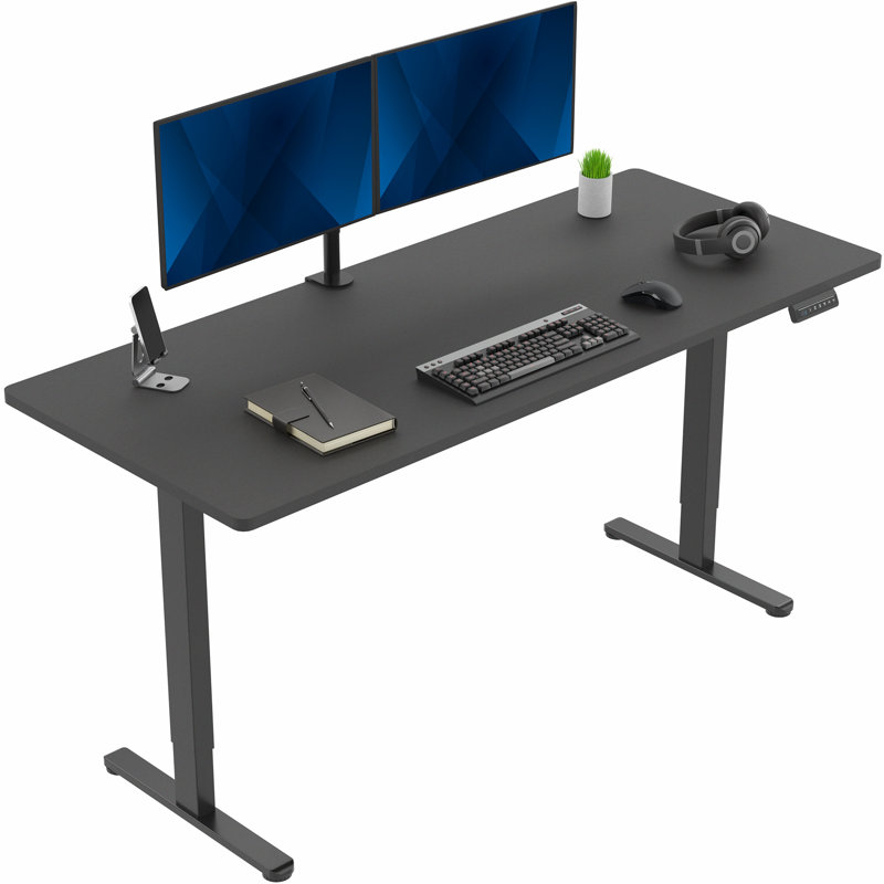 Bureau debout 71 po x 30 po Vivo Dual Motor, Noir, Noir