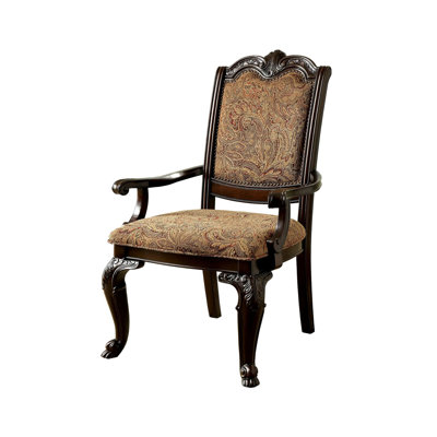 27.4" W Traditional Fabric Arm Chair (2/CTN), Brown Cherry/Brown