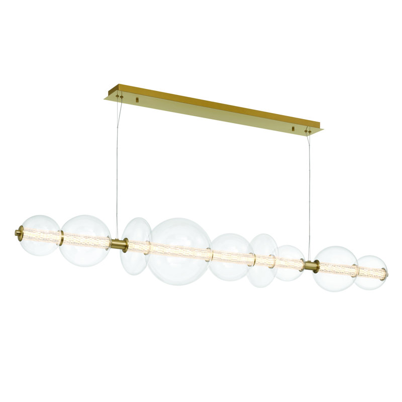 Lustre Atomo LED, Or brossé, Transparent