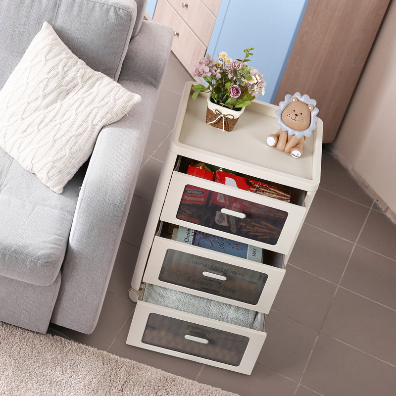 Edmanuel 3 - Drawer End Table, White/Clear