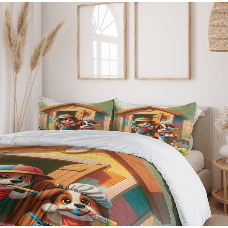 Ensemble de housse de couette en microfibre, Housse de couette pour grand lit et 2 taies décor