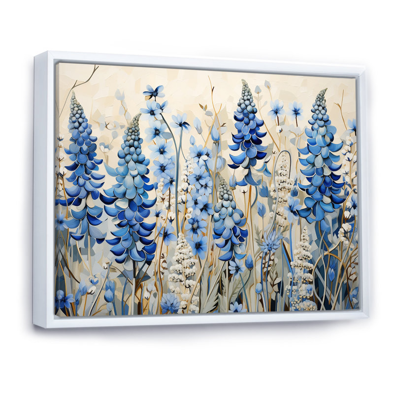 «Elegant Blue Bonnets Meadow - Blue Bonnets», reproductions d'art mural FL107197, H 12 po x l 20 po x P 1 po, Blanc