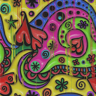 Tapis jaune/bleu/rouge à motifs