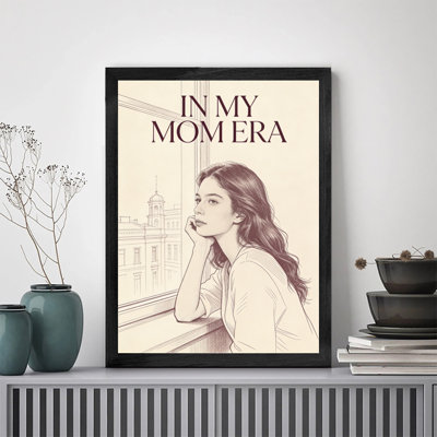 Art minimaliste encadré noir prêt à être accroché, femme regardant par la fenêtre, œuvre d'art encadrée dans un cadre noir, cadeau unique pour les amis et la famille