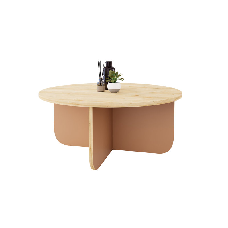 80cm Round Coffee Table - Modern Small Table for Living Room | Stylish Unique Centrepiece, Terracotta