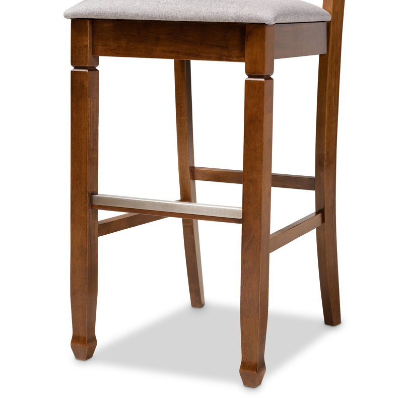 Solid Wood Counter Stool, Walnut Brown, Gray