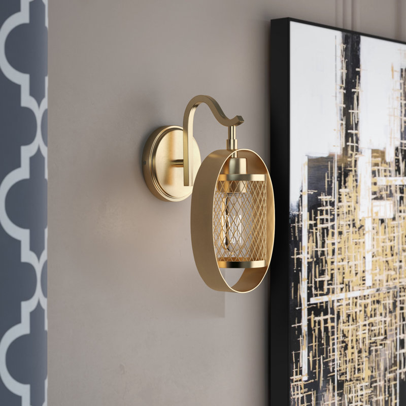 Hammitt 1 - Light Dimmable Armed Sconce in Natural Brass, Natural Brass