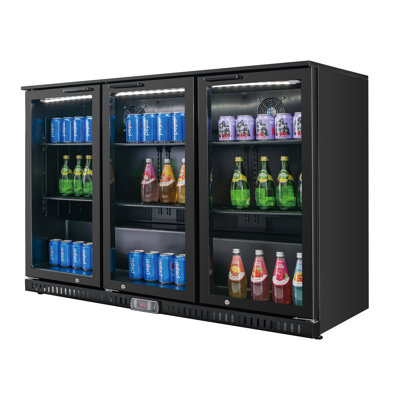 VITLIFE Back Bar Cooler with 3 Glass Doors，Under counter Beverage Refrigerator with LED,11.6 Cu.Ft.，Counter Height Commercial Bar Fridge for Beer, Wine, Soda in Bar, Restaurant, Home