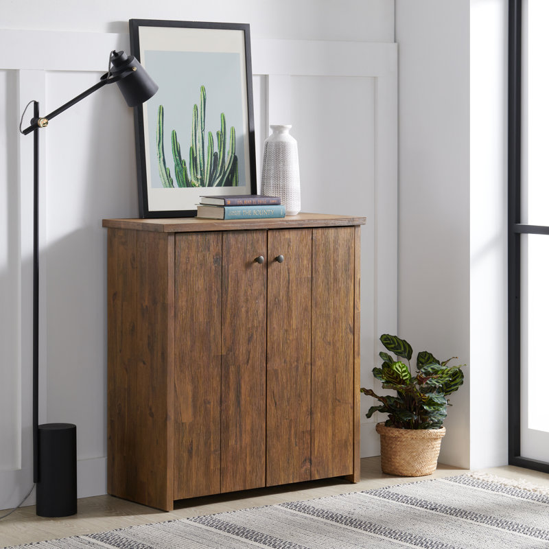 Bethel 31" Wide Industrial Rustic Farmhouse Solid Wood Show Cubby Cabinet with Storage