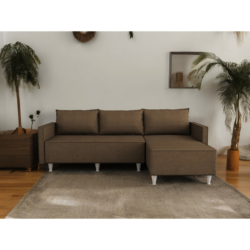 Canapé modulaire réversible en brun - confort 5 avec mousse et base en bois massif, installation facile pour la maison salon configuration chambre personnalisée, bois, à assembler