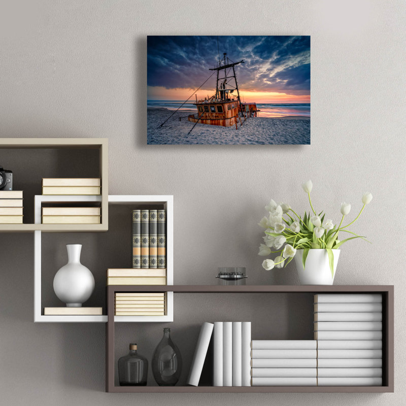 Art mural en verre «Shipwreck Of The Ocean Pursuit» par Rick Berk, H 16 po x l 24 po x P 0,2 po