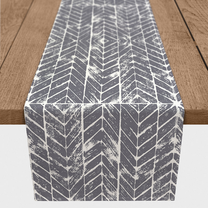 Fonville Chevron Table Runner, Dark Gray, 72" x 16"