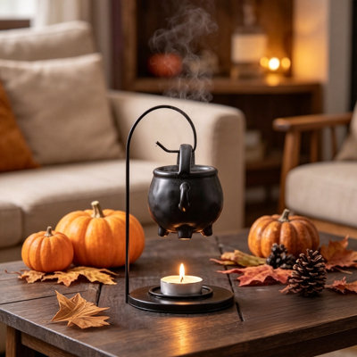 Décorations d'Halloween : Chaudron de sorcière en fer, support, crochet, huile d'aromathérapie, encens chauffant, accessoires et ornements pour la maison et les fêtes.