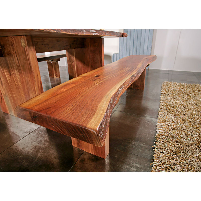 Freeform Solid Wood Bench, 45cm H x 195cm W x 77cm D