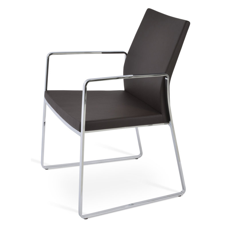Pasha Sled Arm Chair, Black, Silver Wool