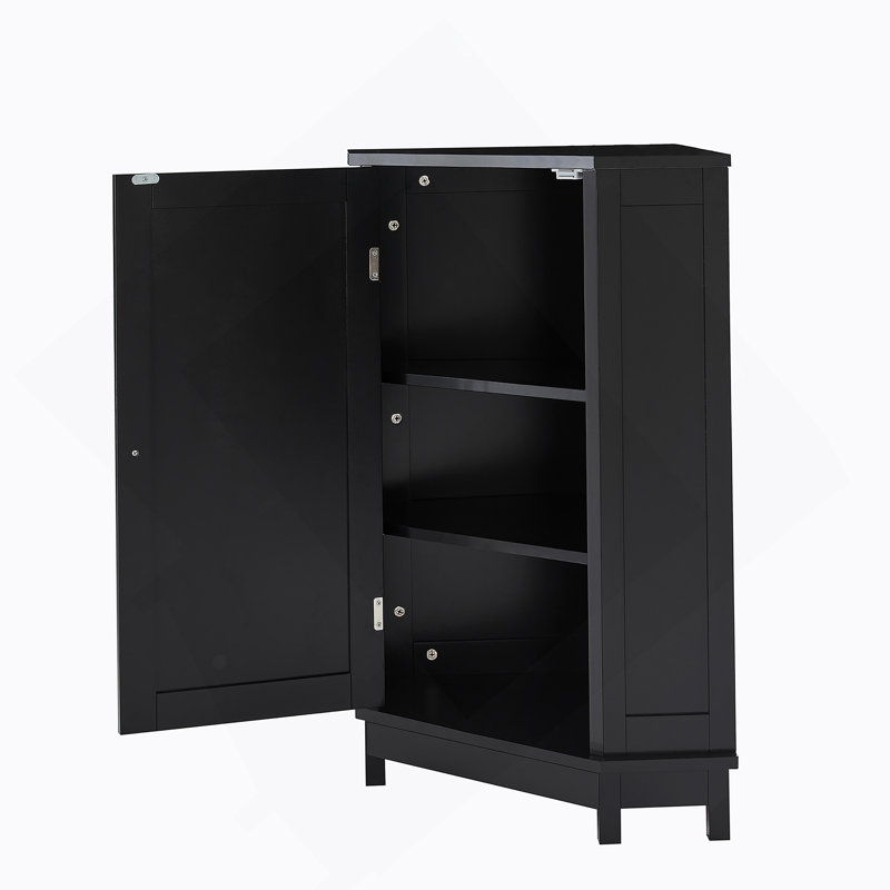 Armoire de rangement noire en coin Triangle, H 31,4 po x l 17,5 po x P 17,5 po, Black