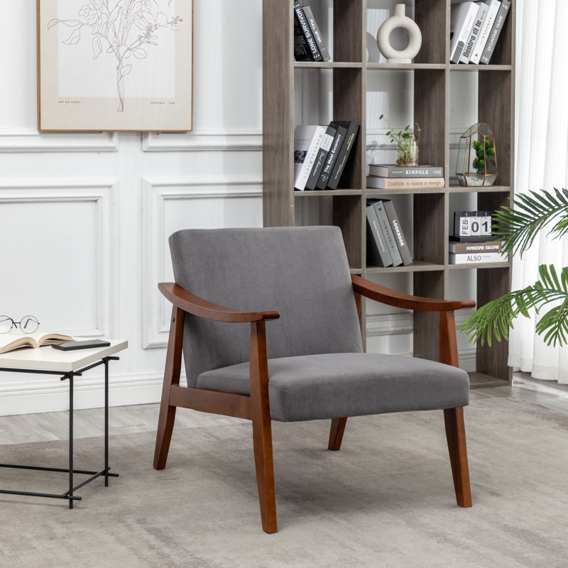 Fauteuil large de 30,3 po Ashu, Velours gris velours