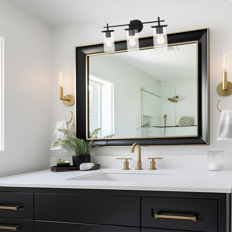 Ashten 3 - Light Dimmable Vanity Light, Black, Clear