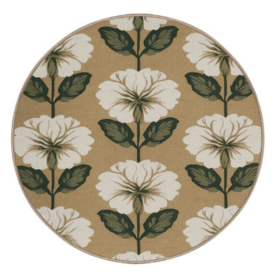  Washable Tuberose Hawaiian Area Rug