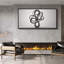 Art mural en toile noire avec sculpture abstraite métallique - Conception 3D contemporaine pour espaces industriels ou modernes-116517314-116517315