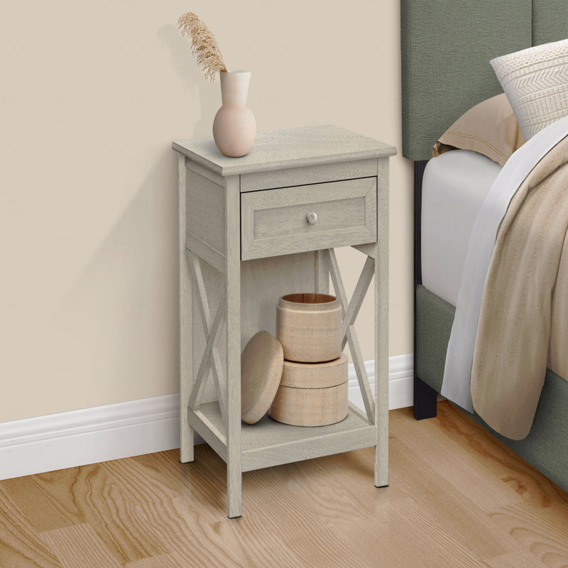 Table d'appoint, table de bout, table d'appoint, table de chevet à 2 niveaux, lampe, tiroir de rangement, transitionnel