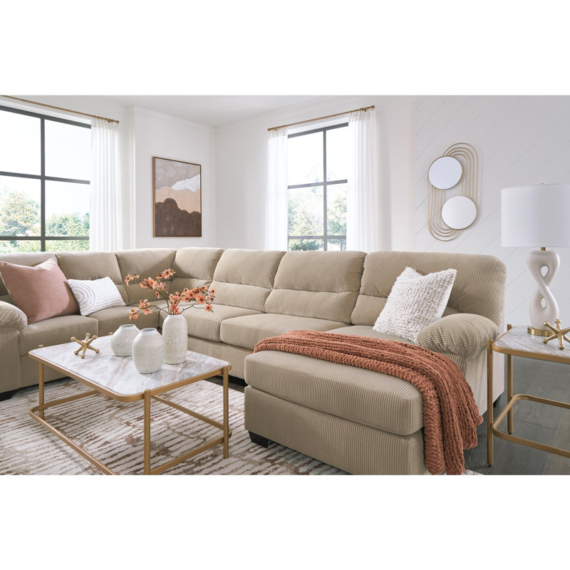 Canapé modulaire 3 pièces avec méridienne Simplejoy, Left Hand Facing, Black, Beige Polyester