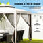 Outsunny 3 x 3 m Gazebo with Netting, Double Tier Roof-123176882