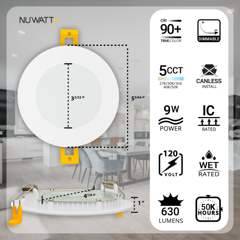 White Aluminum 4'' LED Recessed Lighting Kit, 6-Pack