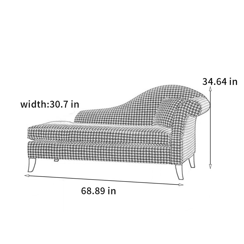 Élégante chaise en lin de coton noir et blanc, Accoudoir à droite (vu de face)
