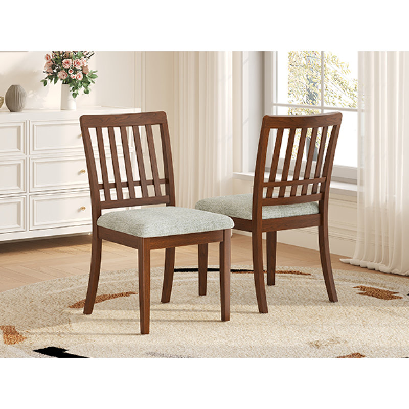 Chaises de salle à manger 2 pièces scandinaves modernes, dossier en bois courbé avec siège en tissu gris, finition pour la salle à manger et un appartement, facile à assembler - Brun clair - Brun