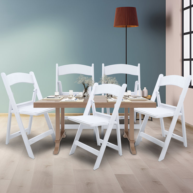 White Resin Folding Chair With Cushion & Backrest,700lb Weight Capacity Event Chair,indoor/outdoor Lightweight Foldable Chair For Meeting Room/party/hotel/garden