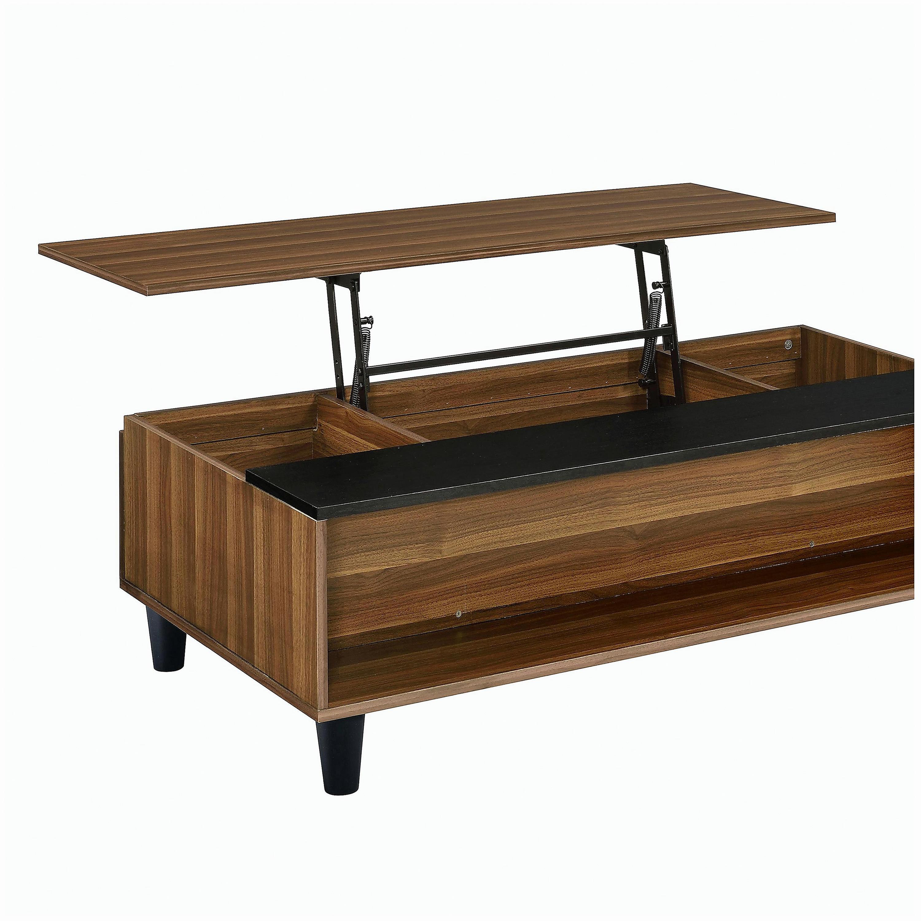 Latitude Run® Walnut wood and black lift-top coffee table | Wayfair