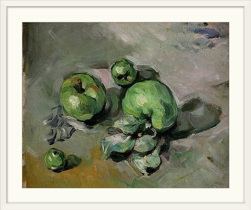 «Green Apples, c.1872 73» par Paul Cezanne, reproduction d'art, H 20 po x l 23 po x P 1 po, Cadre blanc