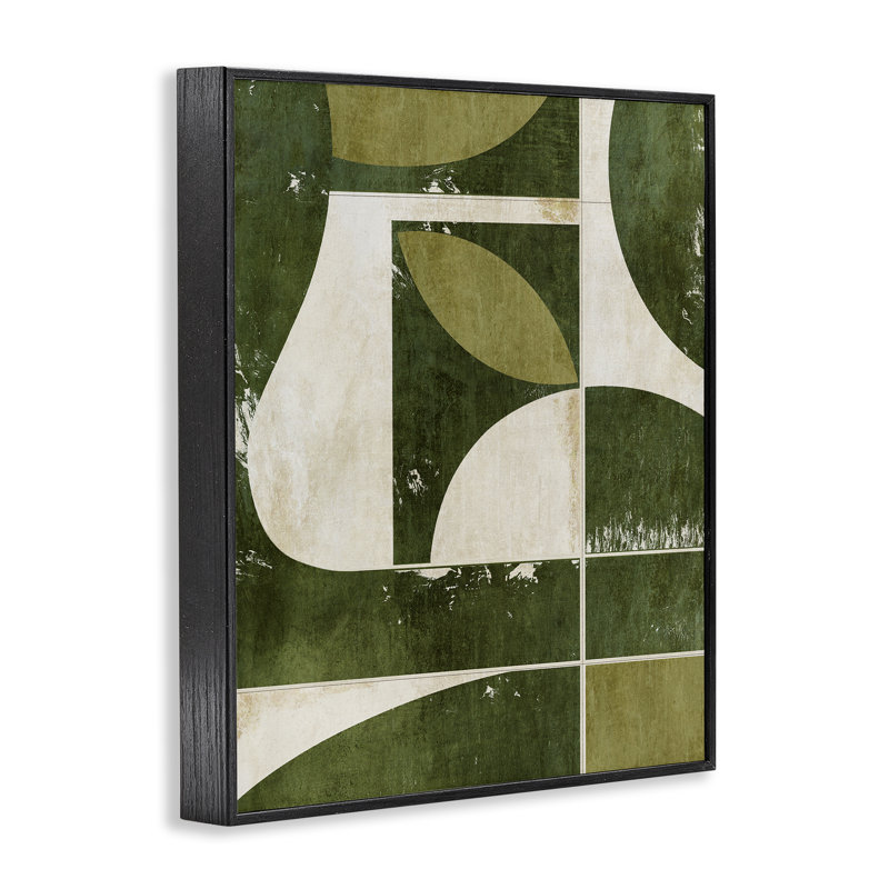 Giclée encadrée par Earthy Green Tone Shapes, conception de Suzanne Nicoll, H 14 po x l 11 po, Giclée encadrée noir minuit