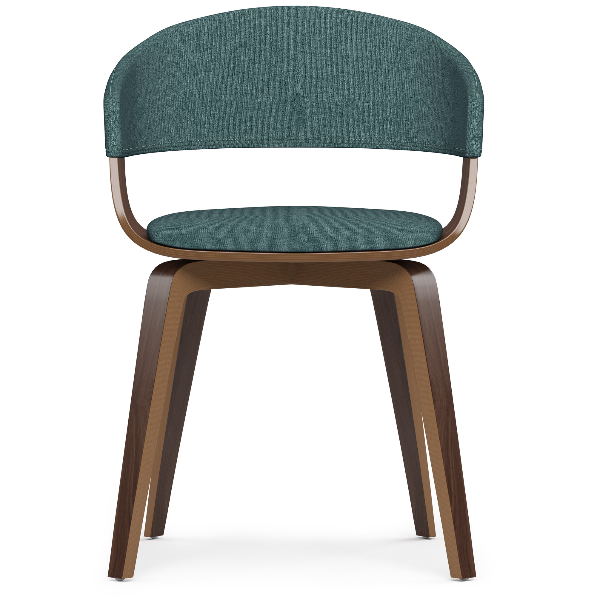 Lowell Bentwood Upholstered Dining Chair with Curved Backrest in Mid-Century Modern Style, Light Turquoise