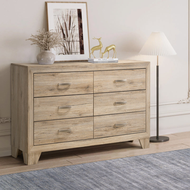 Commode double 6 tiroirs Lillie, Naturel