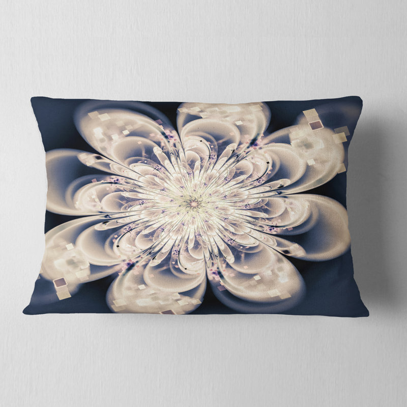 Coussin décoratif à motif floral blanc et fleur blanche