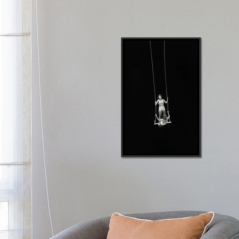 «Swing», reproduction d'impression sur toile, H 12 po x l 8 po x P 0,75 po, Pas de tapis, Papier d'art encadré noir
