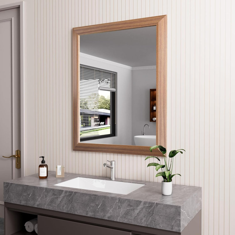 Lunara Belveled Edged Accent Rectangular Bathroom Wall Mirror with Tempered Glass & Rust-proof Aluminimn Framed, 24" x 16"